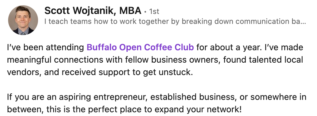 Screenshot of a LinkedIn post from Scott Wojtankik about BOCC